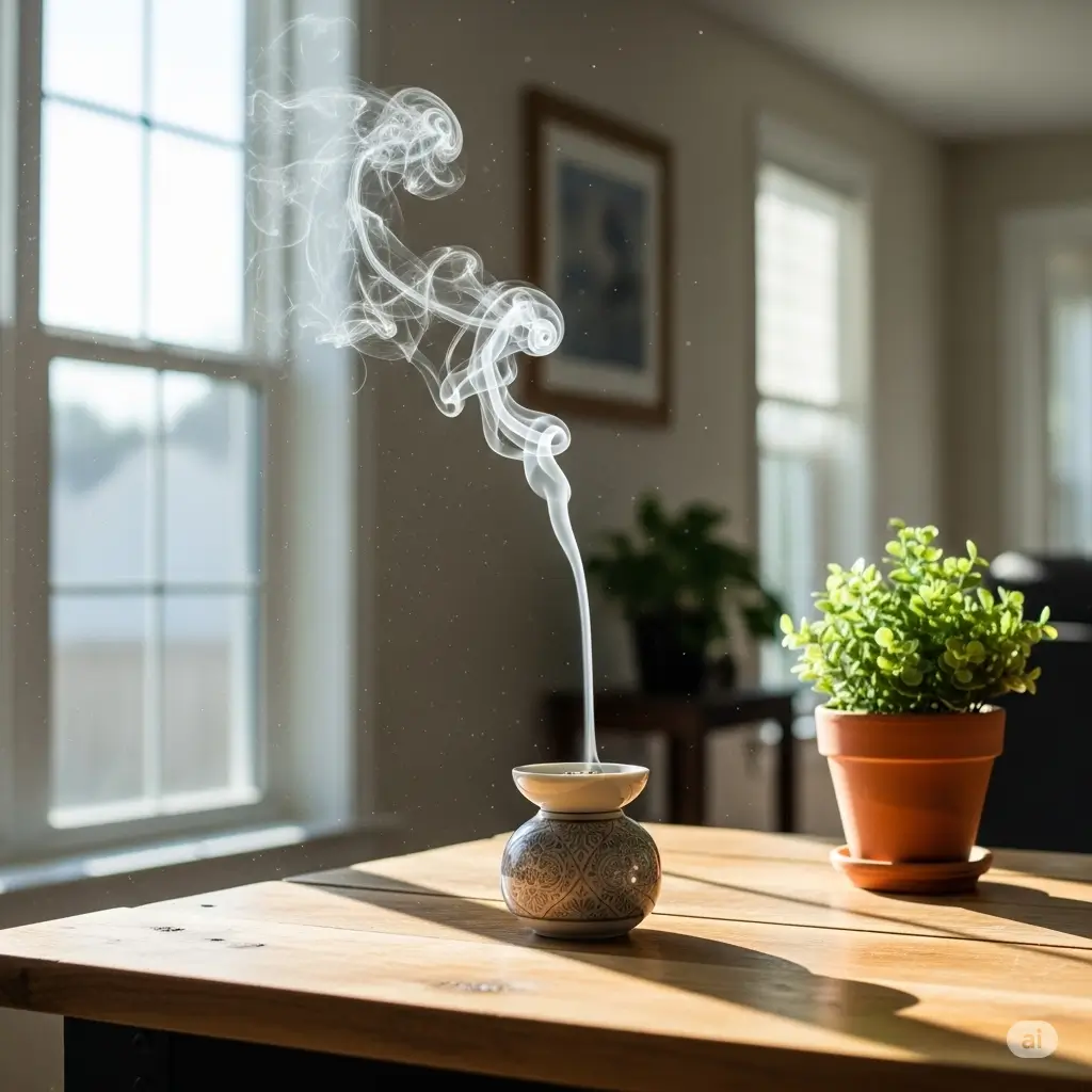 Không gian sống thanh tịnh với khói Trầm hương lan tỏa.